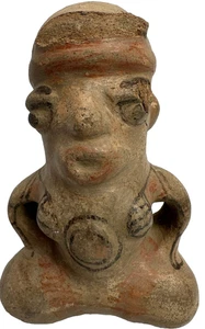 Antike präkolumbianische Nayarit bemalte Figur 7" x 5" mit Beschädigung Unikat - Bild 1 von 14