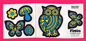 Pegatinas antiguas de pippies psicodélicos de búho hippie de colección 1960 - Imagen 1 de 1