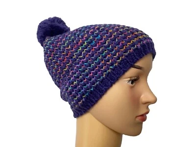 Bommelmütze Wintermütze Damen Strickmütze Lila Bunt Warm Winter Ski Sport BULA