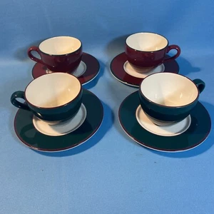 Tazas de té de café Pagnossin Treviso 8 OZ (4) y platillos (4) Borgoña verde - Imagen 1 de 15