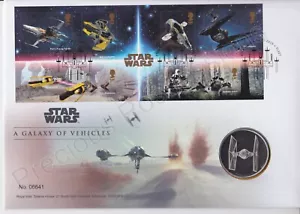GB QEII ROYAL MAIL / MINT PNC MEDAL COIN COVER 2019 STAR WARS SHEET MEDAL - Picture 1 of 1