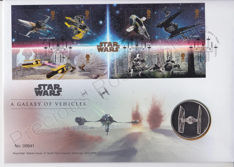 GB QEII ROYAL MAIL / MINT PNC MEDAL COIN COVER 2019 STAR WARS SHEET MEDAL - Image 1 of 1