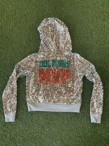 NUEVA Chaqueta con Sudadera con Capucha Victoria's Secret Rosa Miami Dolphins NFL Grande Lentejuelas Bling - Imagen 1 de 6
