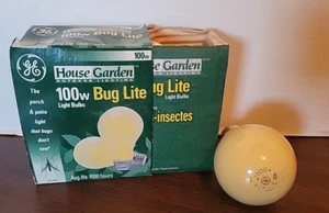 4 VTG GE General Electric Bug Lite Yellow 100 Watt 100w Light Bulbs 120V - Picture 1 of 4