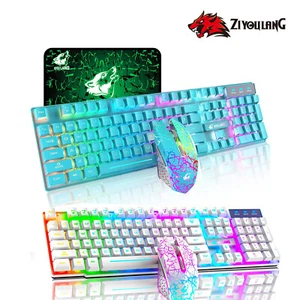Wireless Gaming Keyboard and Mouse Rainbow LED Backlit Rechargeable - Picture 1 of 19