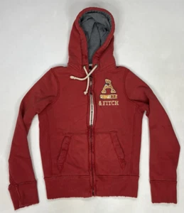 Abercrombie & Fitch Heavyweight Full Zip Hoodie Men Muscle Small Red - Picture 1 of 9