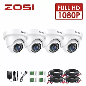 ZOSI 4 Pack 1080P 1920TVL HD-TVI Dome Security Camera 80ft Night Vision Outdoor - Picture 1 of 9