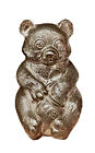 Vintage Lunt Silverplated Bear Piggy Bank Holding Honey Jar Baby Money Saver