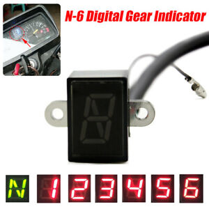 LED Motorcycle Gear Indicator Light N-6 Speed Shift Clutch Lever Gauge Universal