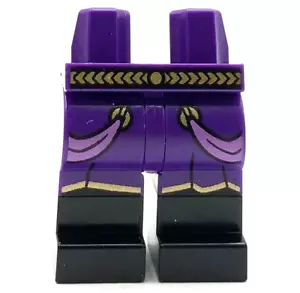 Lego Nueva Minifigura Piernas Púrpura Oscuro Botas y Pieza Cinturón Dorado Impreso - Imagen 1 de 1