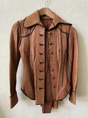 Conjunto Chaqueta Pantalones Vintage Auténticos Años 70 Cuero North Beach 2 Piezas A Juego Foto 1 de 4