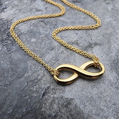 Ожерелье из желтого золота 18 карат .750 Tiffany & Co Infinity с двойной цепочкой 16 дюймов Au 2524 - Изображение 1 из 4