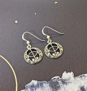 Solid 925 Sterling Silver Chalice Well Spiritual Drop Earrings - Picture 1 of 1