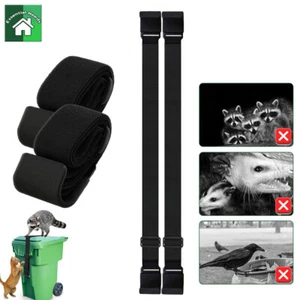2/4 Pack Trash Can Locks for Animals Proof Adjustable Garbage Bin Strap Outdoor - Picture 1 of 9
