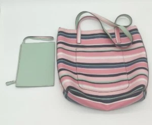 Tote Bag Shoulder Crossbody Large Multicolor Stripe Double Handle Shopping Beach - Picture 1 of 9