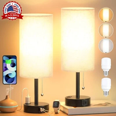 Lamparas De Mesa De Noche Con Puerto USB Lampara Para Escritorio Dormitorio Sala - Image 1 of 4