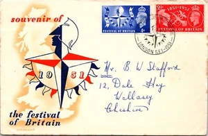 GREAT BRITAIN 1951 FDC SOUVENIR FESTIVAL BRITAIN COVER ADDR SPECIAL CANC LONDON - Picture 1 of 2