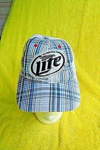 ¡NUEVO CON ETIQUETAS! ¡SOMBRERO GORRA LITE PARA MUJER AZUL CLARO/AZUL A RAYAS LOOK MILLER LITE! - Imagen 1 de 11