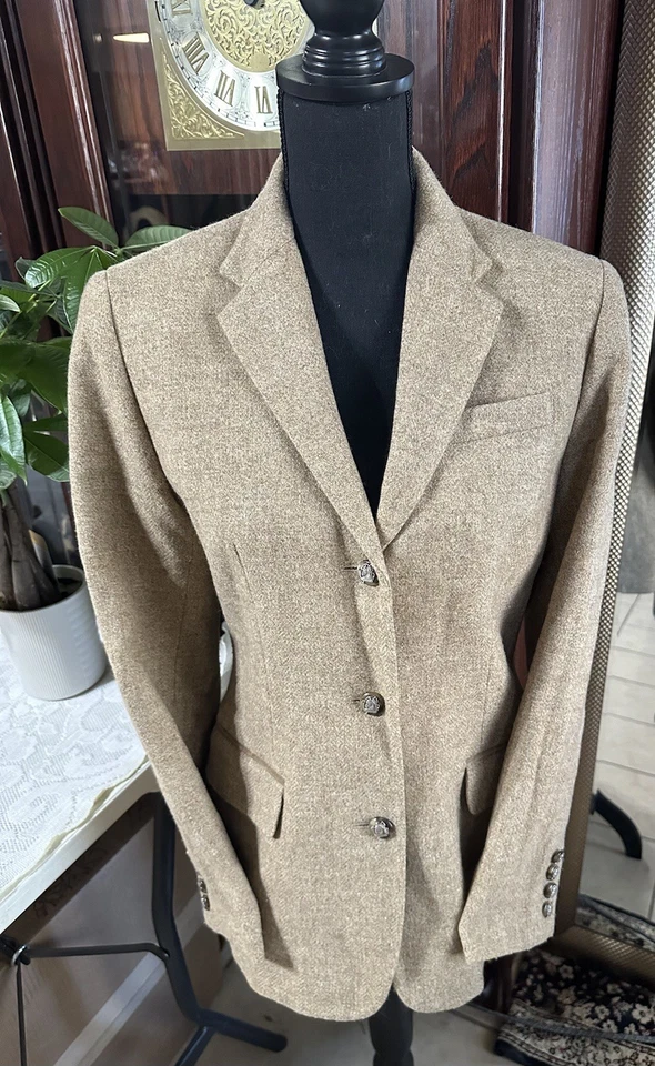 Blazer ecuestre de colección Ralph Lauren mezcla de lana talla 6. Beige Foto 1 de 4