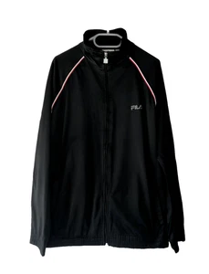 Men's Fila Track Jacket Activewear Full Zip Size XL Black Retro - HS/16 - Picture 1 of 4