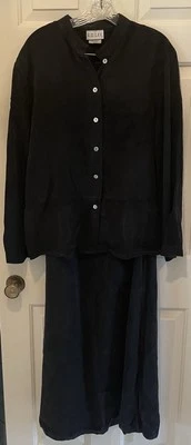 Vintage E.D. Lee Negro Dos Piezas - Vestido Con Cazadora - Lagenlook - Pequeño/Mediano Foto 1 de 4