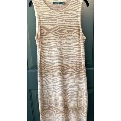 Vestido Suéter Lauren Ralph Lauren Sin Mangas Tejido Estampado Grano Madera Talla L Midi Foto 1 de 4