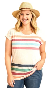 Talbots Striped T Shirt Size L Pink Blue Cap Sleeve Y2K Preppy Nautical Coastal - Picture 1 of 10