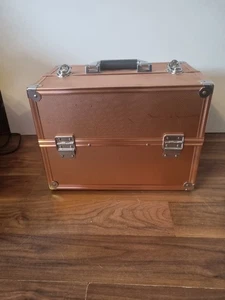 Large Rose Gold Lockable Storage Box / Case With 4 Tiers - Picture 1 of 8