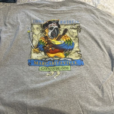 Camiseta masculina Jimmy Buffett Margaritaville 2XL cinza Ilhas Cayman 2006 - Imagem 1 de 4