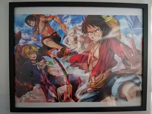 One Piece Monkey D Luffy And The Straw Hat Pirates 12in×18in Framed Rare Collect - Bild 1 von 4