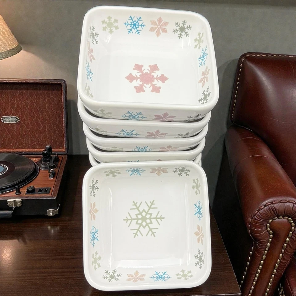 Temp-Tations by Tara Seasonal Snowflake cuencos cuadrados poco profundos 4 oz - Juego de 7 Foto 1 de 4