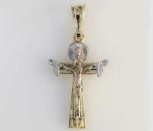 Colgante Cruz Crucifijo Jesús Chapado en Oro Oro Laminado Chapado Cruz Medalla Dije - Imagen 1 de 2