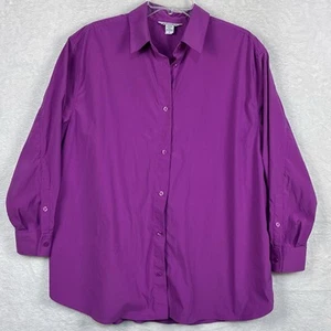 Athleta Womens L Athleisure Purple Oversized Performance Poplin Top Shirt Preppy - Picture 1 of 11