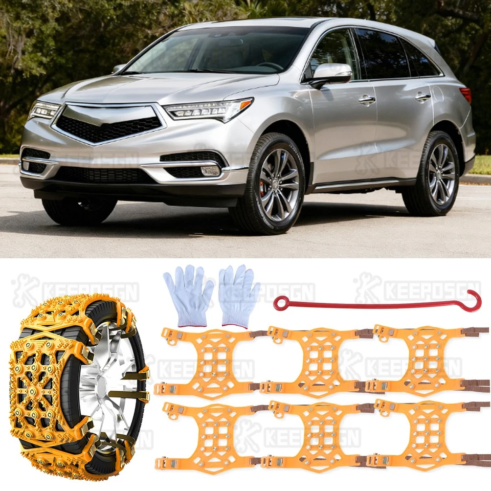 Cadenas antideslizantes de nieve para neumáticos de rueda de 6 piezas invierno de emergencia para Acura MDX RDX ZDX Foto 1 de 4