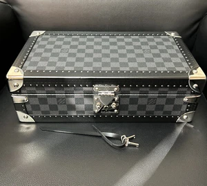 Louis Vuitton Damier Graphite 8 Watch Black Gray Canvas Leather Case - Picture 1 of 10