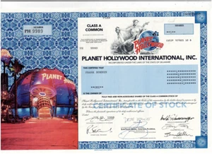 Planet Hollywood International, Inc., 1998, top-names signed: Stallone, Schwarze - Bild 1 von 1