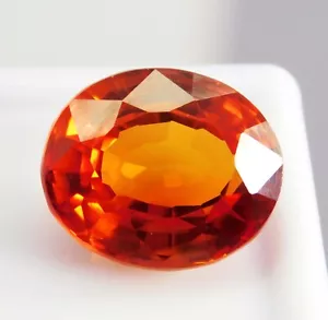 Natural 8.50 Ct Ceylon Orange Sapphire Oval Cut Certified Loose Gemstone - Picture 1 of 14