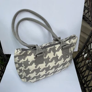 Initials inc. Womens Handbag Tote Purse Make-up Accessory Bag HOUNDSTOOTH Gray - Picture 1 of 7