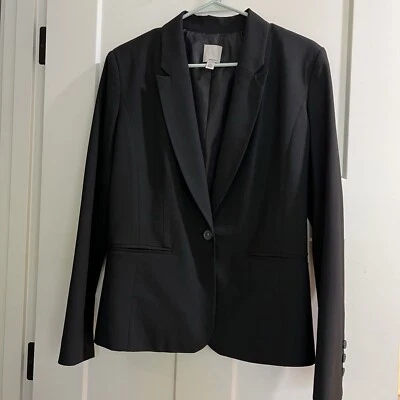 Chaqueta blazer halógena negra para mujer talla 8 forrada con un botón  Foto 1 de 4