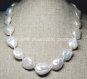 20'' Huge 18-22mm Natural South Sea Real White Baroque Pearl Necklace PN1036 - Picture 1 of 6