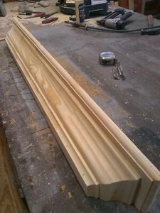 48" HANDMADE SOUTHERN PINE FLOATING SHELF, 4.1/4 CROWN MOLD, HANGING HARDWARE - Picture 1 of 8