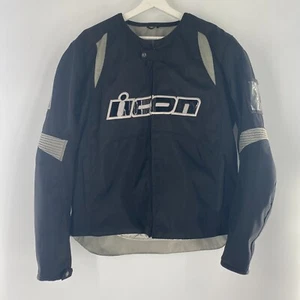Icon Overlord Performance Textile Motorcycle Jacket w Liner Black White Sz XL 56 - Picture 1 of 20