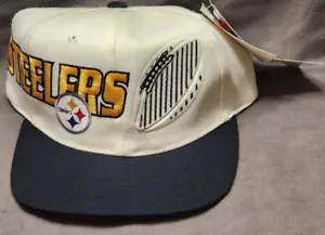 VINTAGE 90s PITTSBURG STEELERS SPORTS SPECIALTIES SCRIPT SNAPBACK HAT/CAP + TAGS - Picture 1 of 24