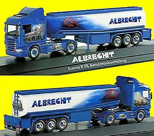 Scania R04 Hl Depósito de Gasolina Semirremolque Albrecht Lindach 1:87 Herpa PC - Imagen 1 de 4