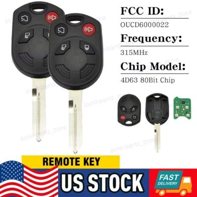 2/4X para Ford Edge 2007 - 2009 2010 2011 2012 2013 entrada sin llave mando a distancia llavero Foto 1 de 4