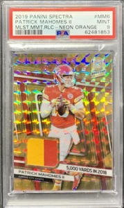 PATRICK MAHOMES NEON ORANGE #/10 PSA 9 POP 3 SSP RELIC CHIEFS 🏈NO HIGHER GRADE - Picture 1 of 3