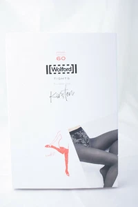 Wolford ~ KIRSTEN ~ opaque tights BNWT Small UK 10/12 black/white 50 denier - Picture 1 of 6