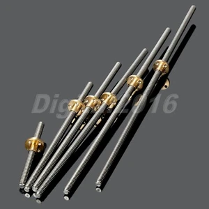 8mm 3D Printer Lead Thread Screw Rod 100-400mm Linear Rail Bar Shaft Copper Nut - Picture 1 of 13
