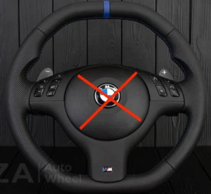 Volante BMW Cuero Genuino Personalizado SMG E46 M3 ZCP INDIVIDUAL Parte inferior plana - Imagen 1 de 15