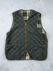 Chaleco Barbour Para Hombres Talla 46 Chaleco Acolchado Cremallera Forro Verde Salvia Chaleco a Cuadros - Imagen 1 de 7